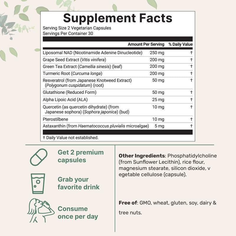 Liposomal NAD+ Ultimate 1,000mg, 60 Veggie Capsules-W18