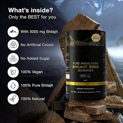 [🔥Last day for 75%OFF] Pure Himalayan Shilajit Gummies Gold 100% Natural & Organic 60 Gummies